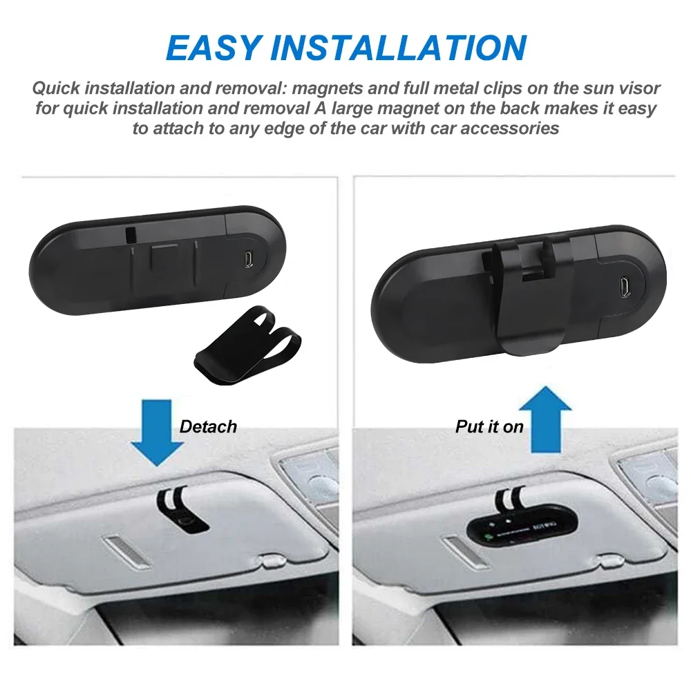Wireless Handsfree Car Bluetooth Kit Sun Visor Bluetooth Speaker Speakerphone MP3 Music Player For Phone Auto Audio Receiver