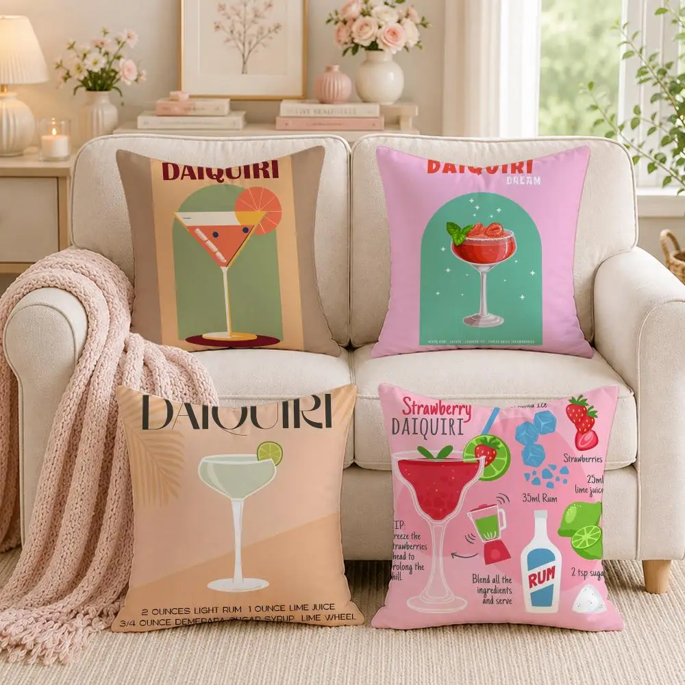 Cocktail D-DaiquiriS Cushion Cover Double-Sided Printed Pillow Cover Hypoallergenic Dust-Mite Proof