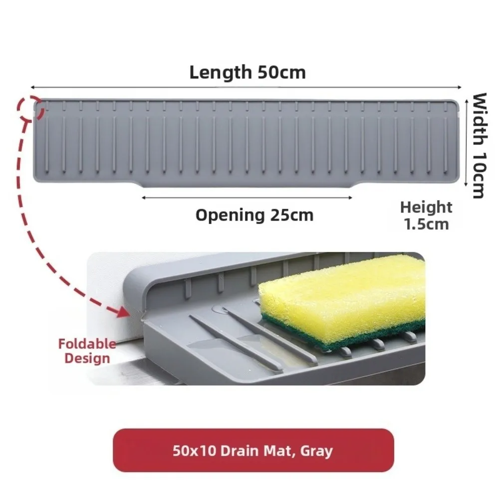 Silicone Sink Splash Guard Water Drain Narrow Edge Kitchen Sink Protector Flexible Water-Resistant Drain Pad Cover