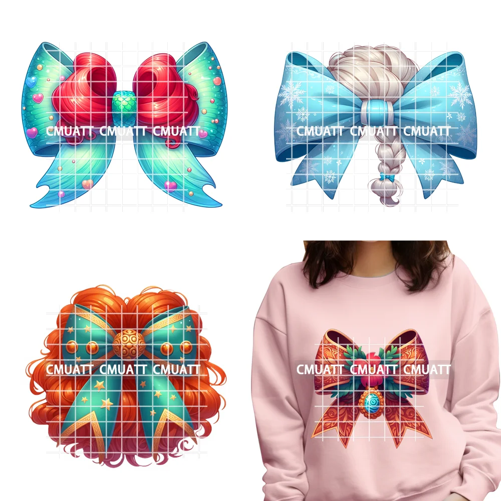 

Cute Princess Pastel Bows Girly Coquette Bow Washable Decals Iron on DTF Transfer Stickers Ready to Press for Kids Clothing Bags