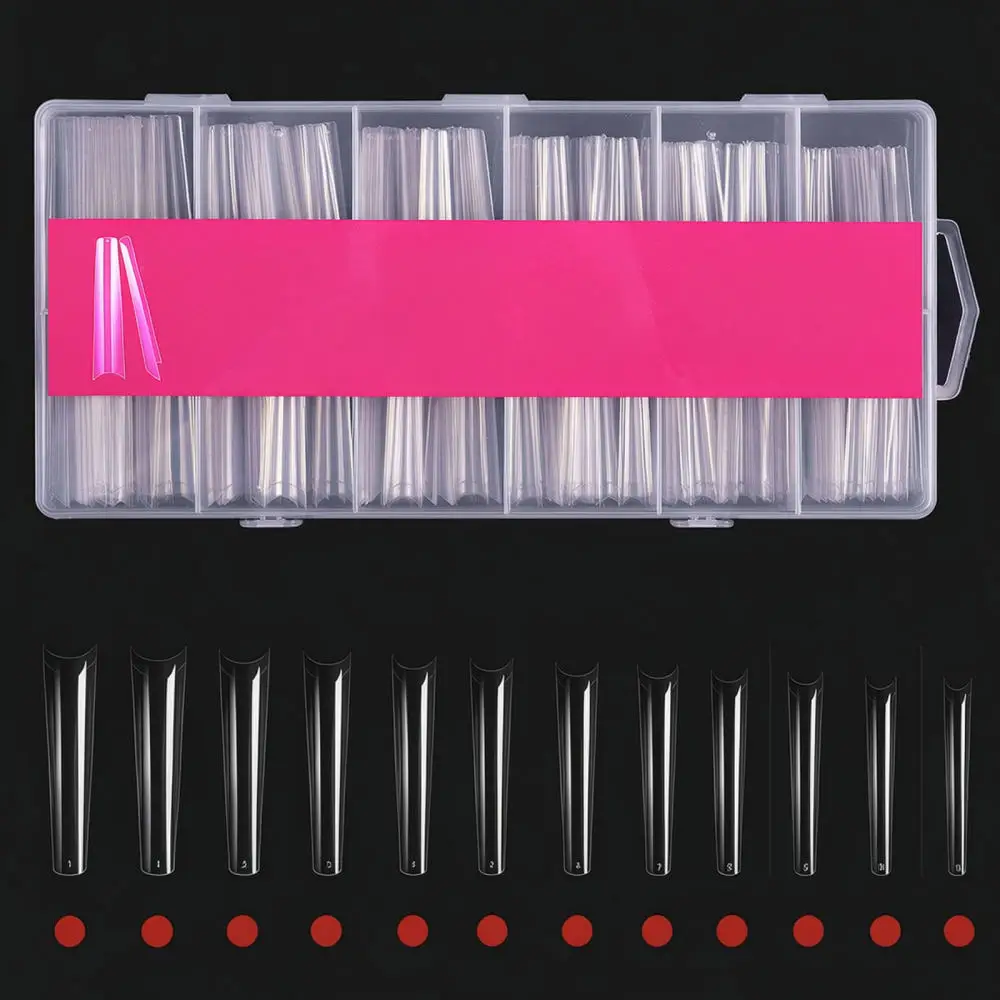 Extra Long Clear Nail Tips XXXL Full Cover Artificial False Nails Extension Coffin French Manicure Art For Lanqino