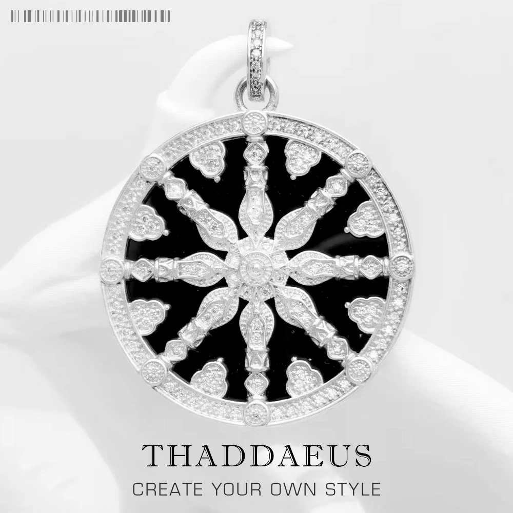 Кулон с черным хрустальным колесом, совершенно новые модные европейские ювелирные изделия из стерлингового серебра 925 пробы, подарок для женщин и мужчин Кулон с черным хрустальным колесом, совершенно новые модные европейские ювелирные изделия из стерлингового серебра 925 пробы, подарок для женщин и мужчин