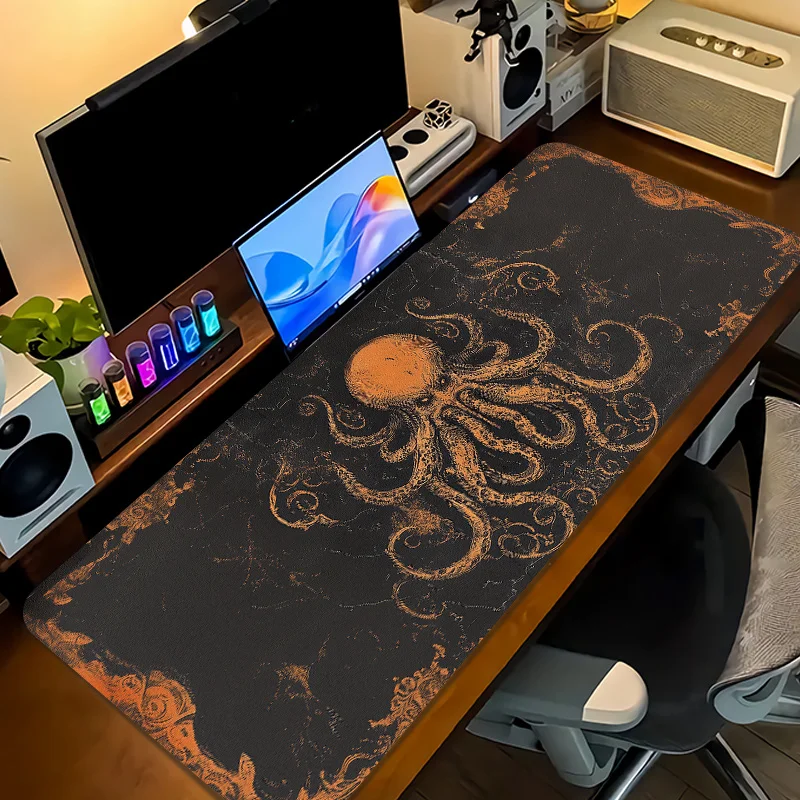 

Коврик для игровой мыши с рисунком осьминога, большой, из натурального каучука, нескользящий