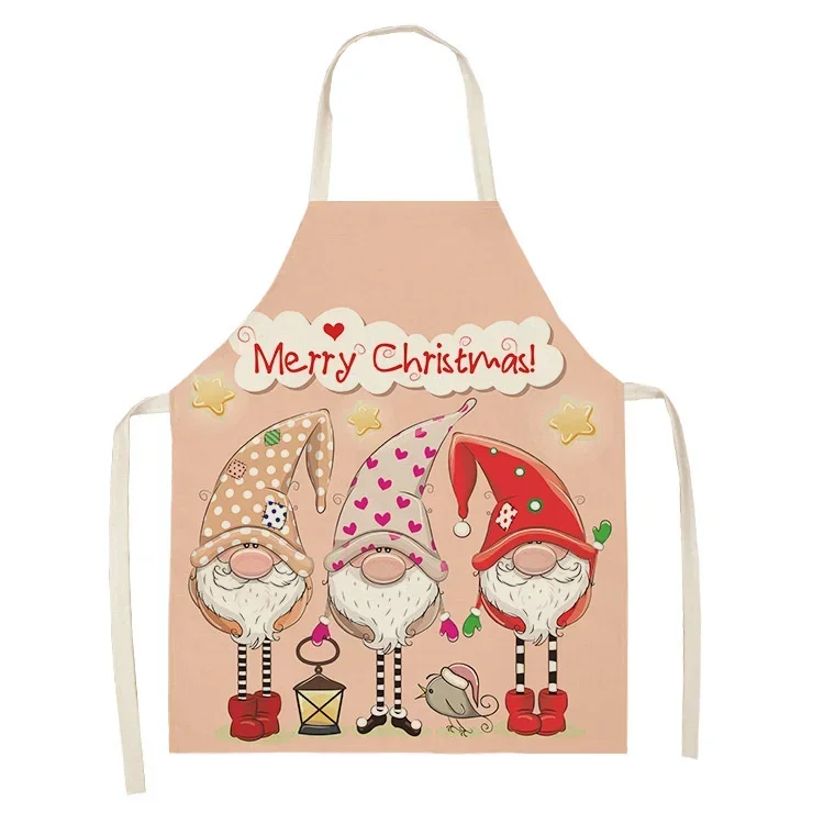 Kitchen Apron Sleeveless Cartoon Father Christmas Apron Men's and Women's Household Cleaning Tools Anti-dirty Children's Apron