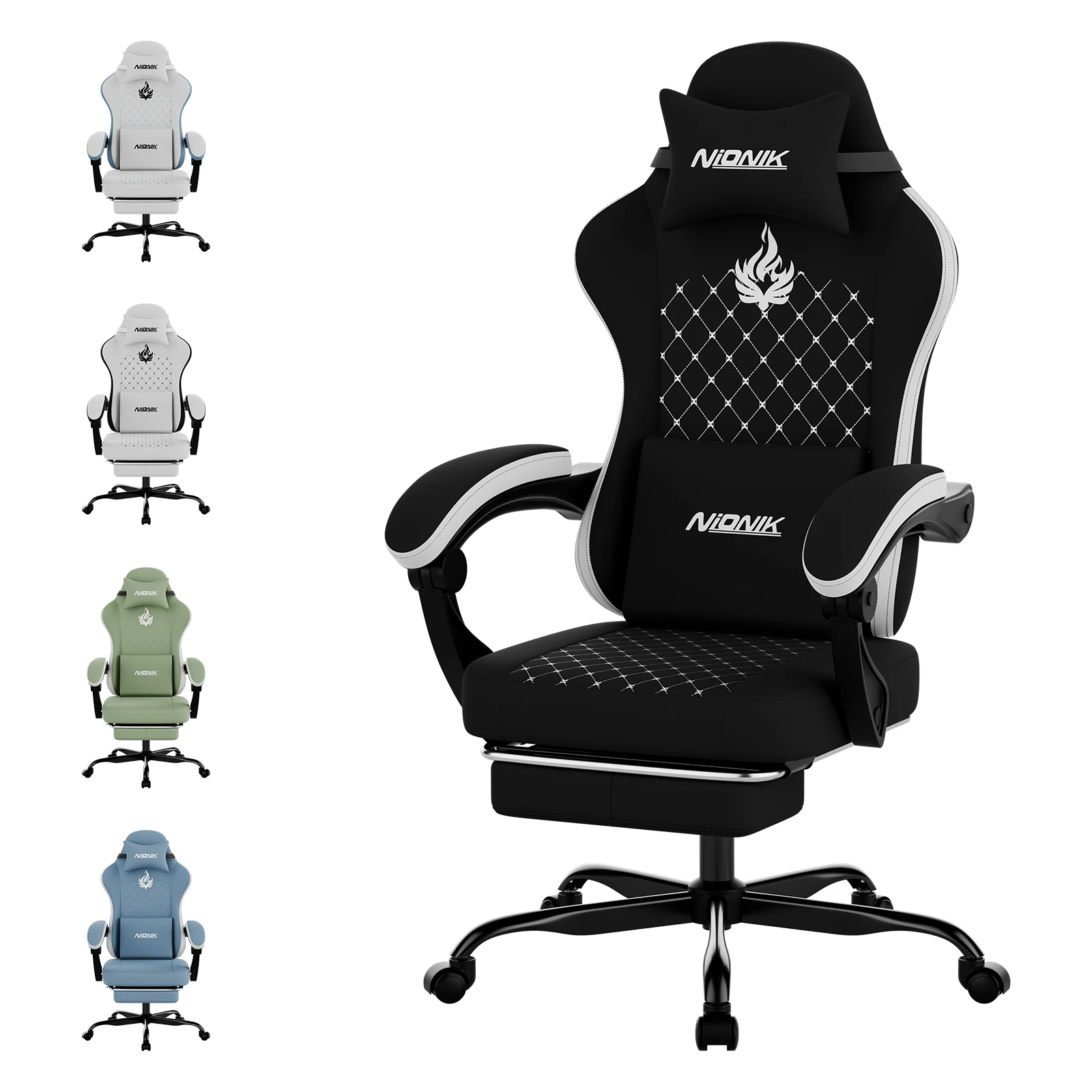 Gaming-Stuhl mit Hoher Rückenlehne Ergonomischer Computerstuhl mit Fußstütze Verstellbarer Komfortabler Bürostuhl für Erwachsene ﻿