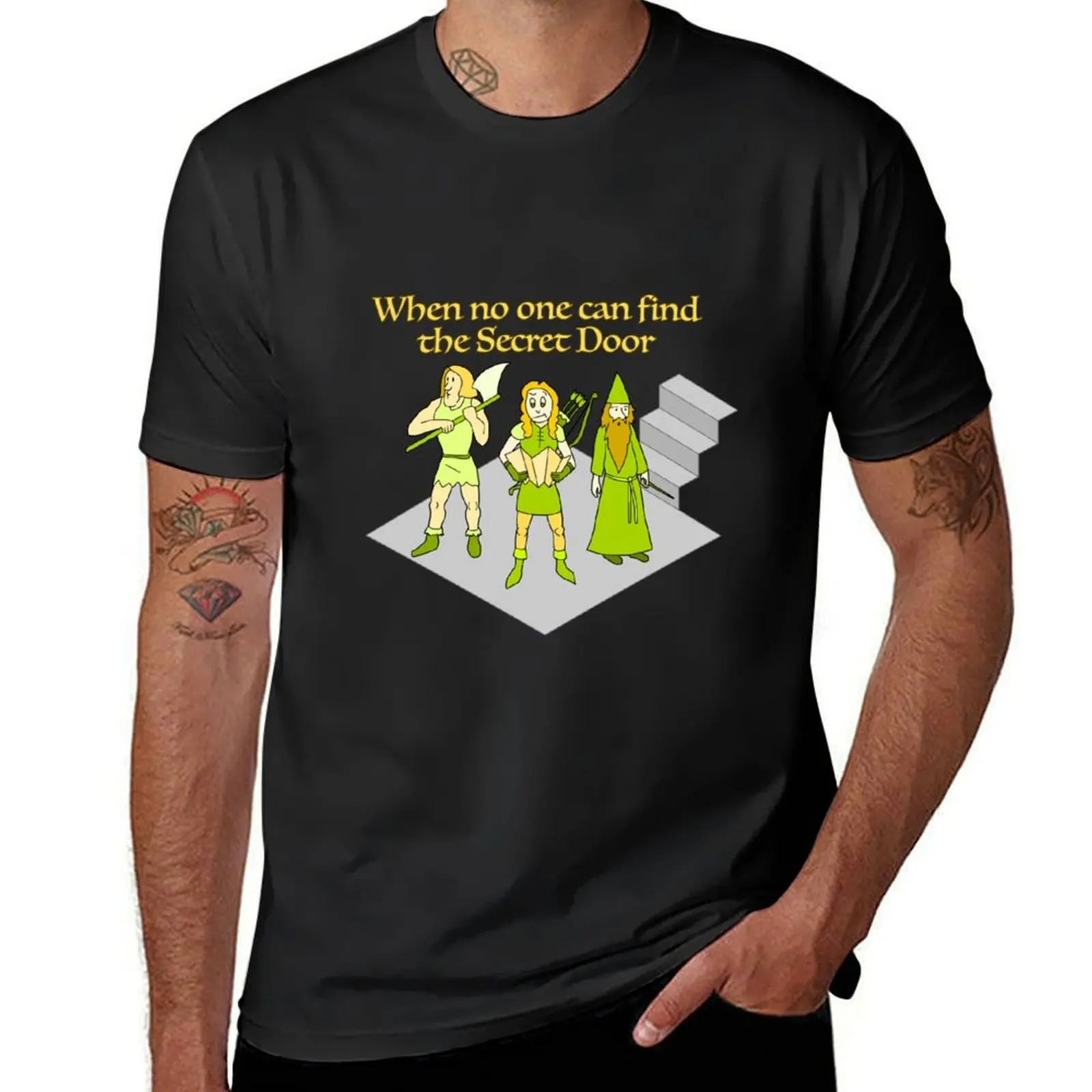 When No One Can Find the Secret Door RPG Humor T-Shirt blacks customs customizeds tshirts for men