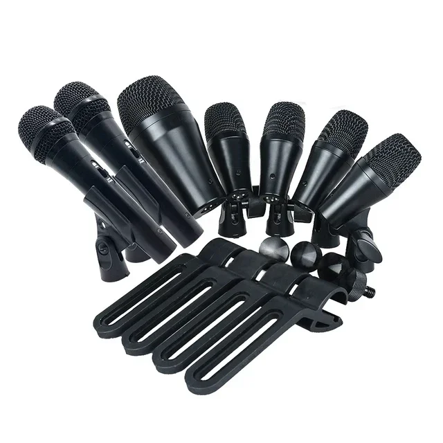 High Quality 7-Piece Kick Bass Dynamic Drum Mic Set Professional Drum Kit Microphones Drum Microphone Set