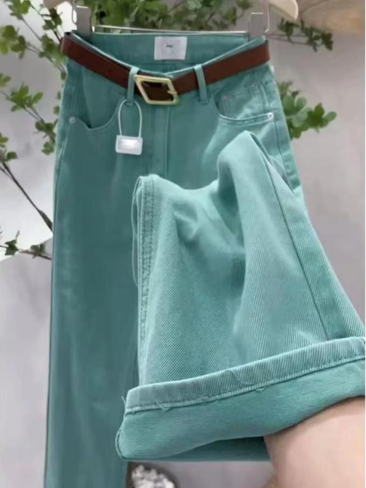 

Slimming High Waist Straight Leg Jeans Women's plus Size Thin Autumn een Dad Pants Loose Fit Premium Quali Jeans