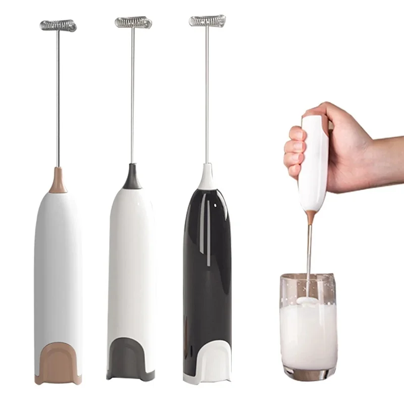 Electric Milk Frother Kitchen Foamer Whisk Mixer Stirrer Coffee Cappuccino Whisk Frothy Blend Egg Beater Black