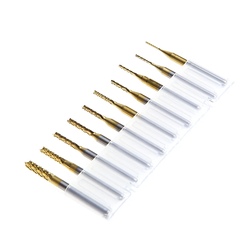 10 ชิ้น 1/8 0.8-3.175 มิลลิเมตร PCB เจาะ บิตแกะสลักตัดโรตารี End Mill ชุด