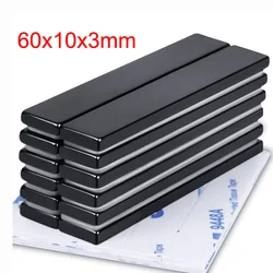 4/10pcs Waterproof Strong Bar Magnets, Strong Rare Earth Magnets with Epoxy Coating and Double- Sided Adhesive 60x10x3 mm