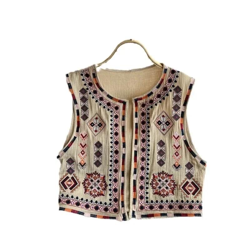 2025 Nieuwe Vintage Boheemse Stijl Dames Zomer Zwaar Borduren Loose Fit Top Verstandig Luxe Gedifferentieerd Elegant Trendy Vest