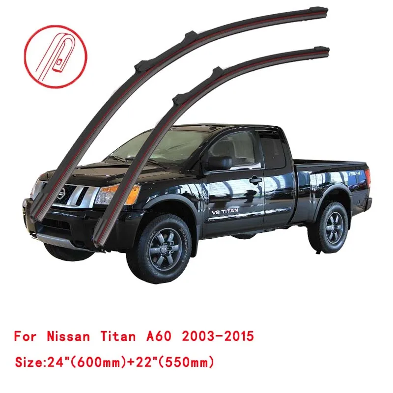 For Nissan Titan Pick Up A60 A61 XD 2003 2005 2008 2010 2014 2016 2018 2019 2020 2022 Double Rubber Car Windshield Wiper Blade