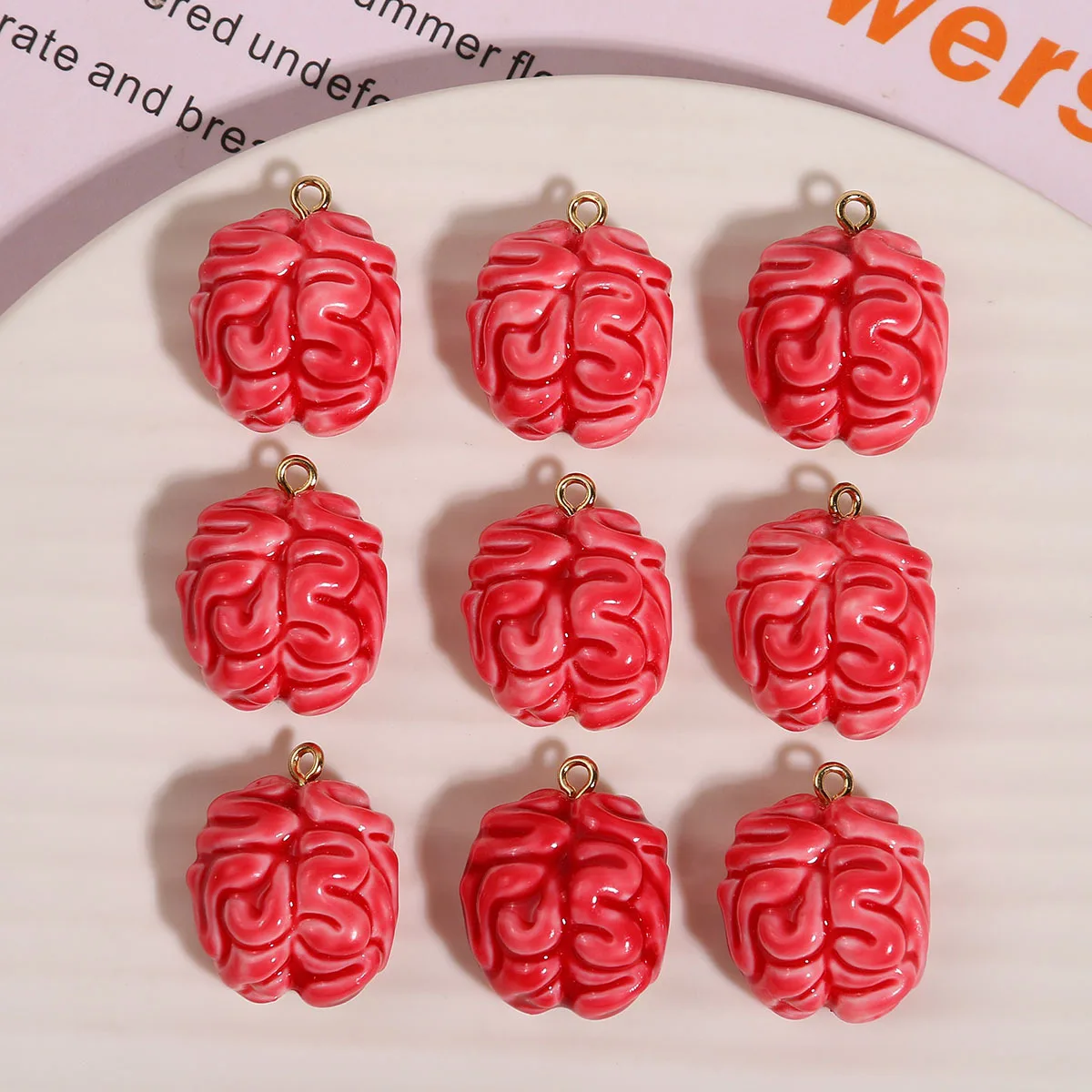 2Pcs Resin Brain Charms Realistic Human Organ Pendants Gothic Halloween DIY Jewelry Making Accessories Necklace Keychain Earring