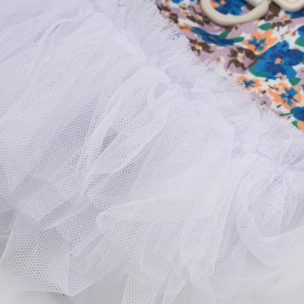 

Puffy Lovely Dog Floral Skirt White Lace Breathable Dog Princess Dress Thin Cozy Cat Tutu Skirt Wedding