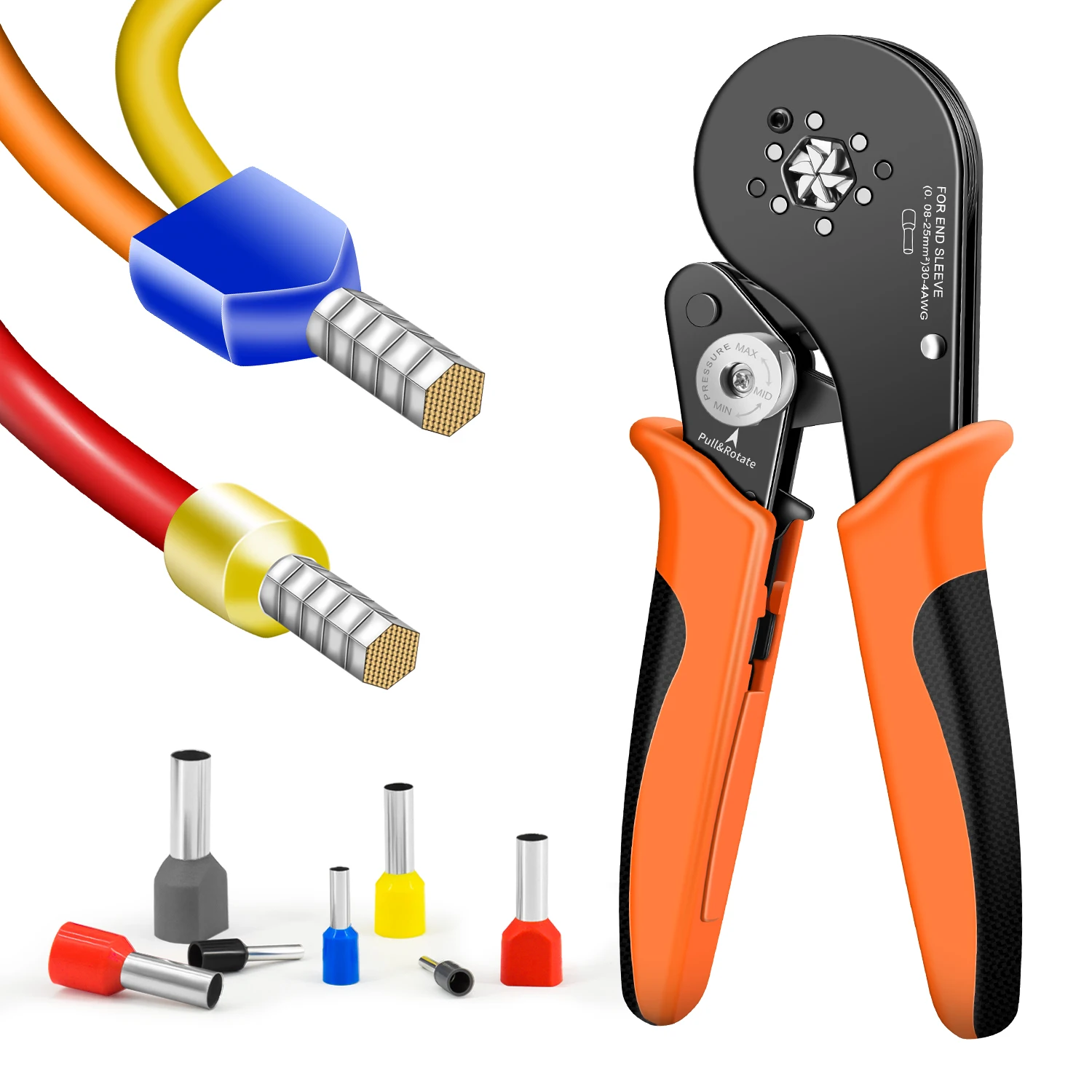 SJC8 25-6 Piegatrice a cricchetto esagonale per manicotti e puntali 0,08-25mm2 Pinza per crimpare ghiera per filo Pinza a mano