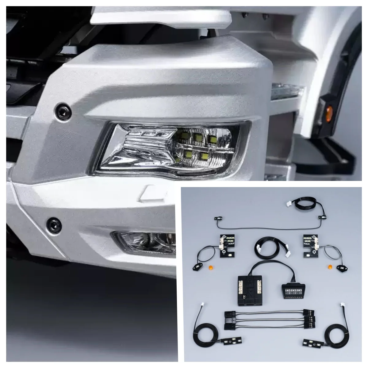 LED Simulation Scheinwerfer Licht Set Kit Zubehör für 1/14 Tamiya RC Lkw Anhänger Kipper für MAN TGS DIY Auto Upgrade Teile – Detail 7