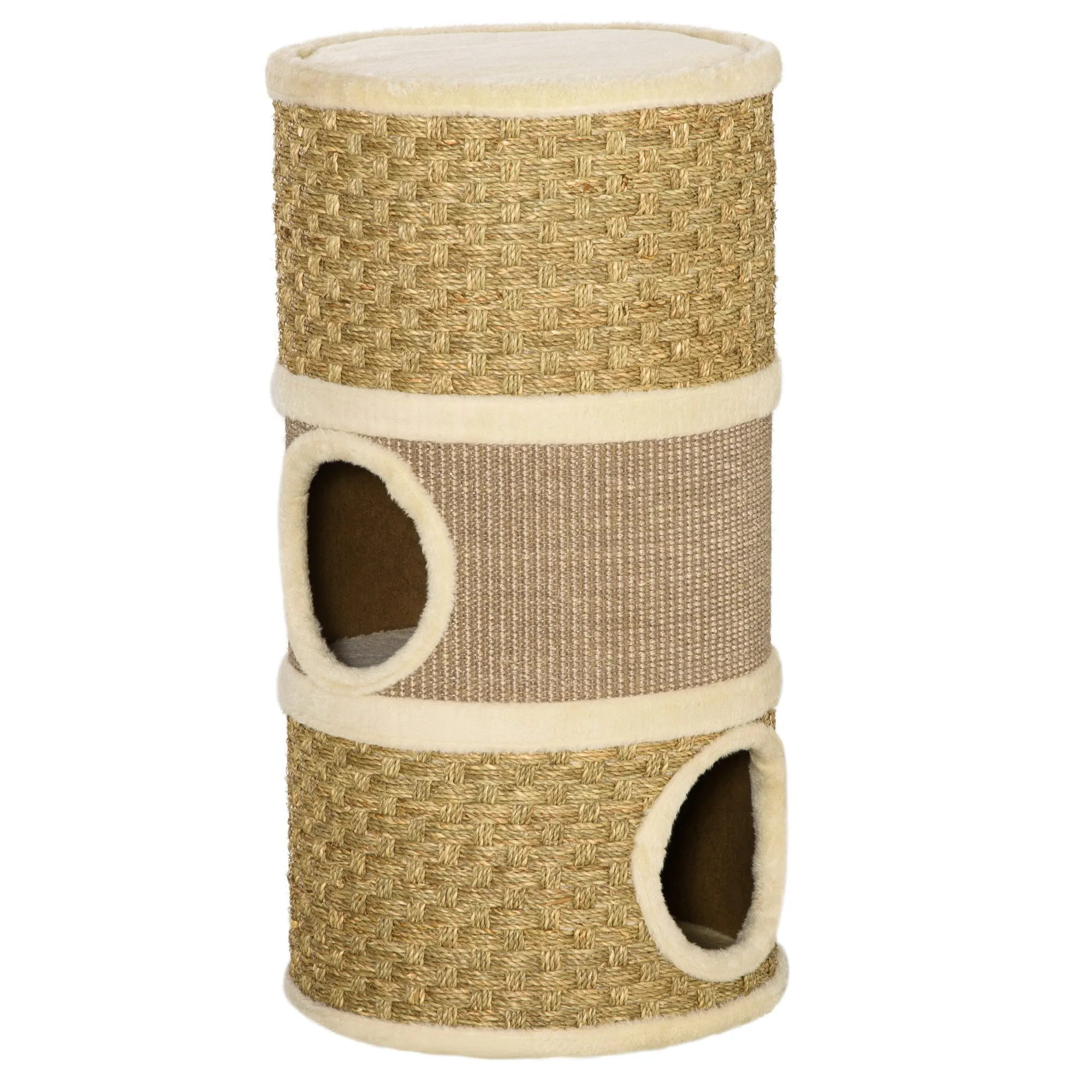 PawHut scratch barrel for sleeping and playing comfortable bed scratching post of 3