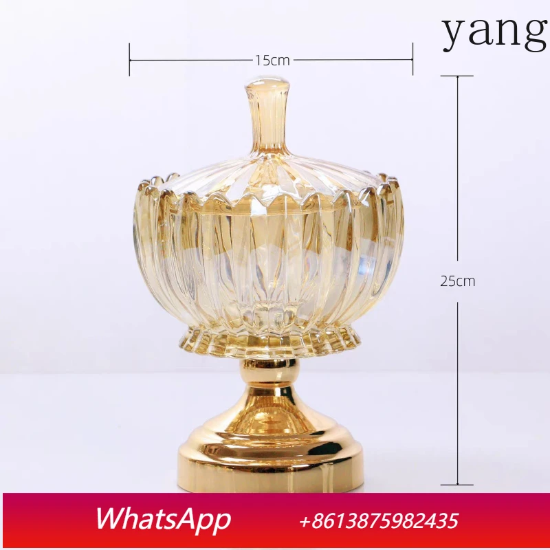 

Yjq European light luxury crystal glass candy jar with lid living room coffee table household storage decorative ornament