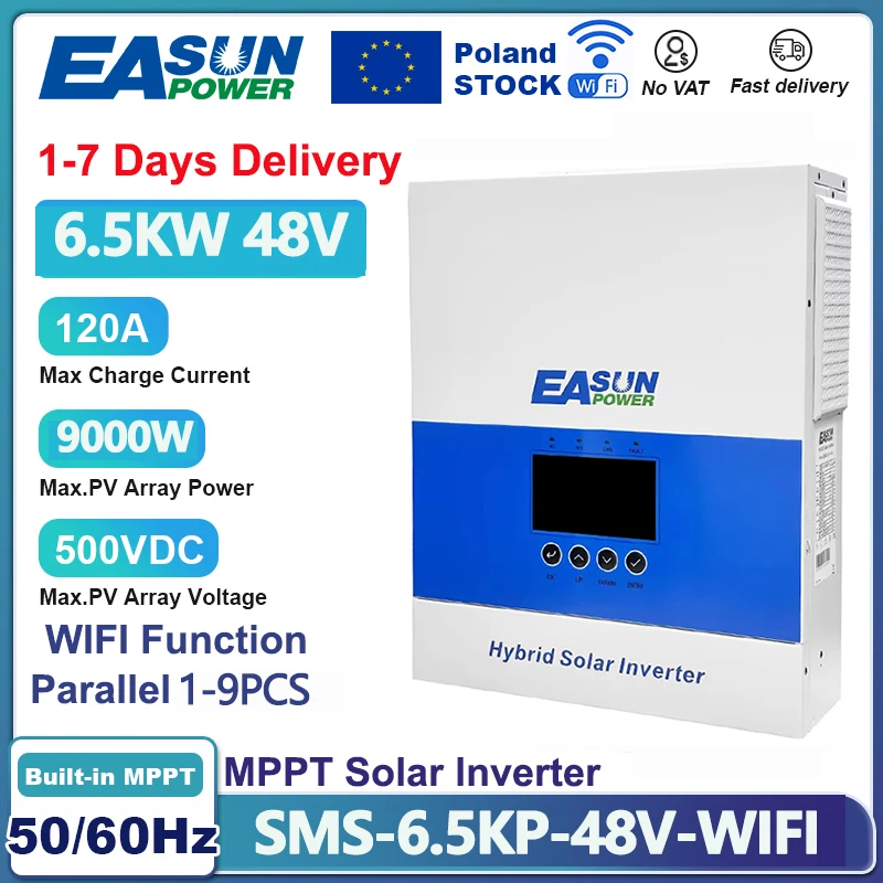 EASUN 6500W 2000W Hybrid Solar Inverter 12V 48V MPPT 120A Battery Charger Controller Pure Sine Wave Off Grid Inverter With WIFI
