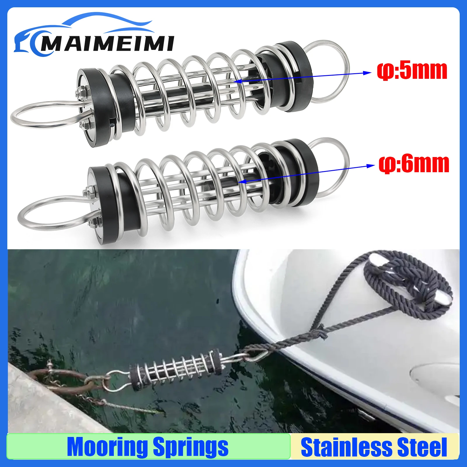 Boat Docking Mooring Spring Stainless Cable Tension Damper Snubber Marine Spring Corrosion Resistance Anchor Mooring Device