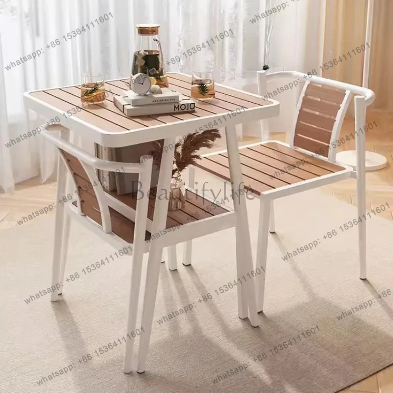 Balcony leisure area simple outdoor tea table and chair combination household tea table one table two chairs three-piece set