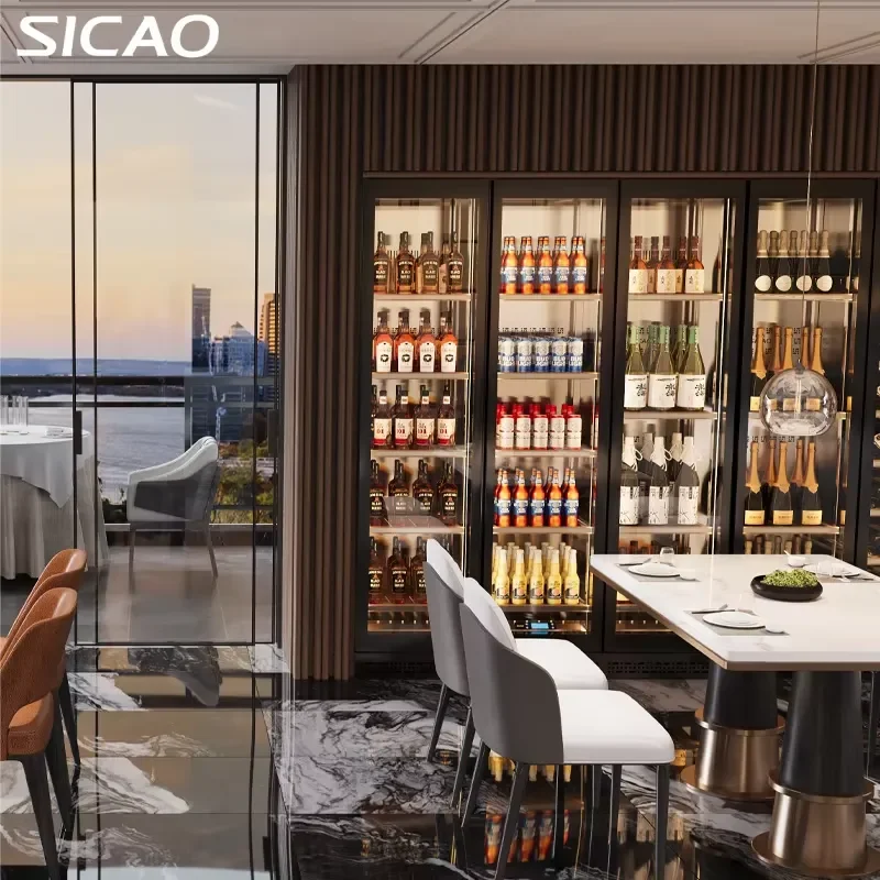 Large Capacity Wine Cooler Commercial Wine Fridge Advanced Temp Humidity Control Custom Wine Cabinet For Home Bar Restaurant