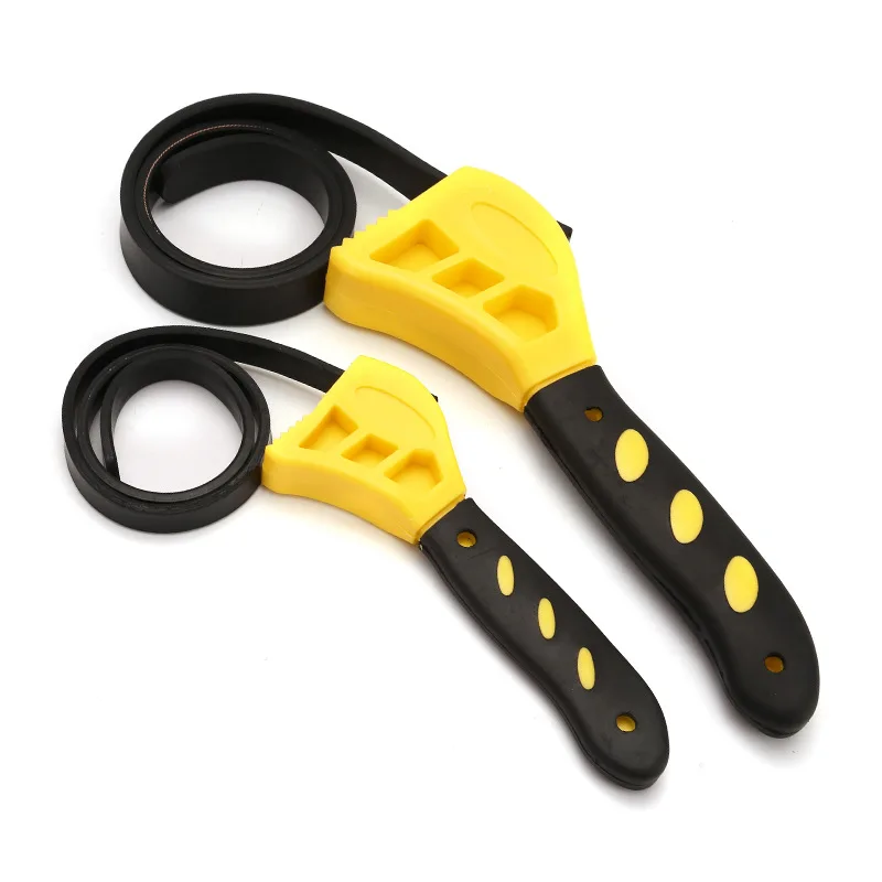 Adjustable 6/8 Inch Oil Filter Wrench Belt Strap Spanner Heavy Duty Steel Mechanics Tool for Plumbing & Automotive Repair