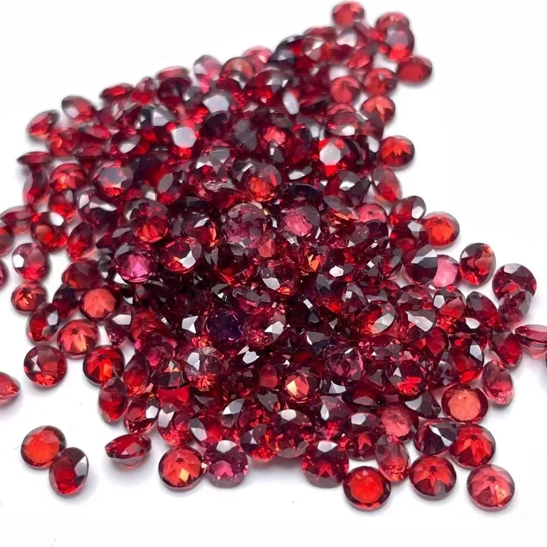 

Wholesale 20pcs/pack Natural Garnet 2mm 3mm 4mm 5mm 6mm 7mm Faceted Round Semi Precious Gemstone Cabochon,Jewelry Bead Ring Face