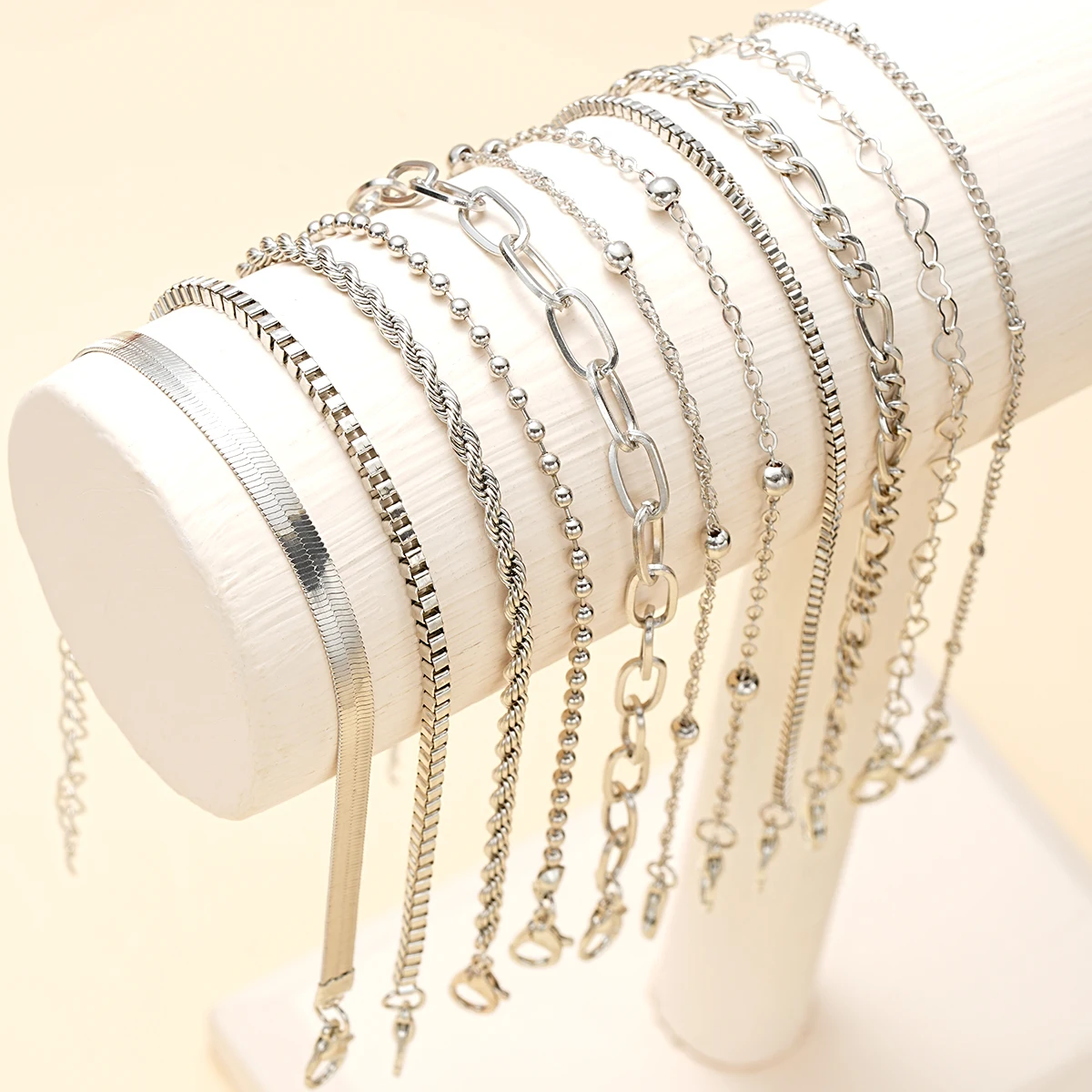 11個セット ボヘミアンツイストフラットスネークチェーンアン - Women'S Ankle Accessories のレビューと価格