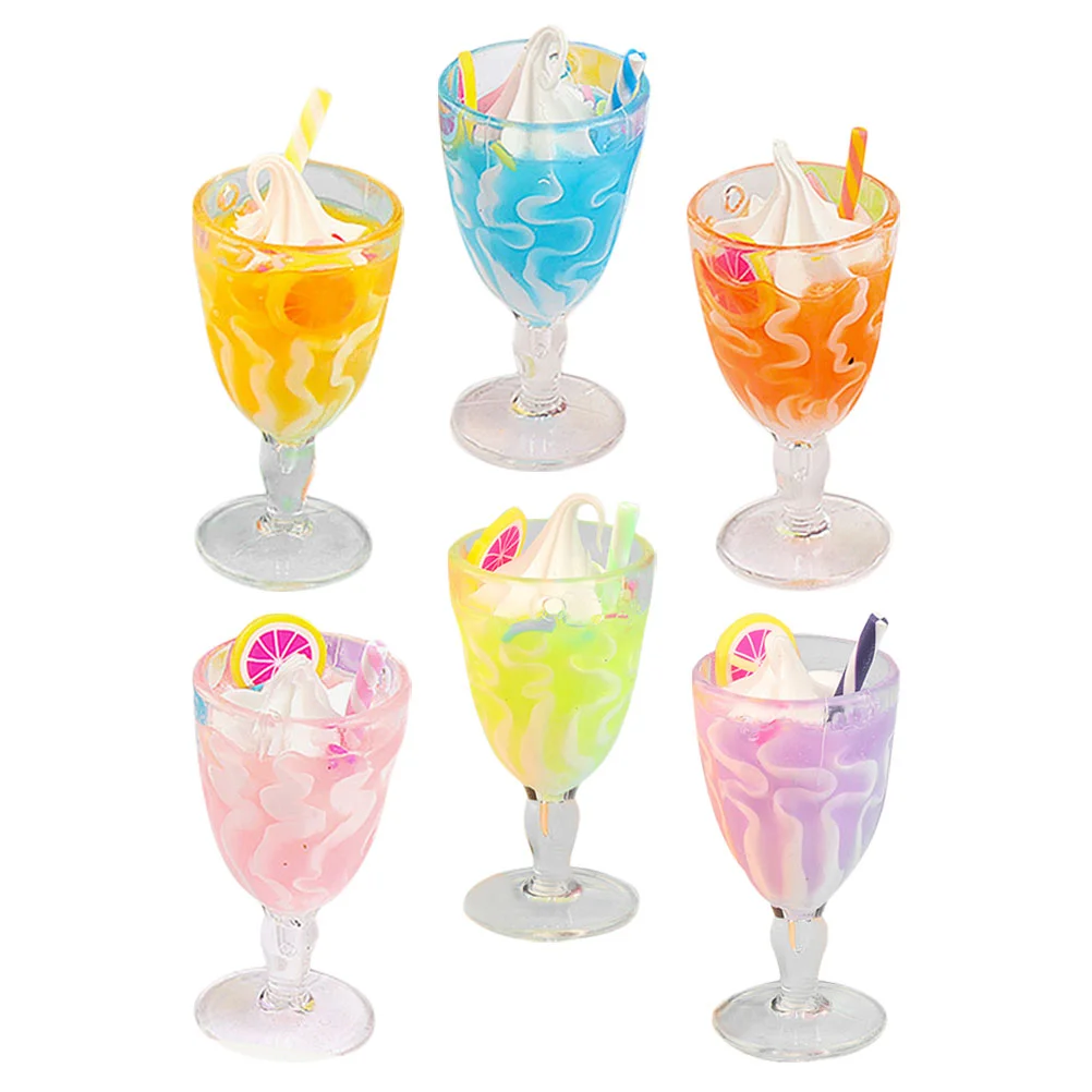 6 Pcs Goblet Ice Cream Toy Mini House Ornament Accessories Miniature Model Plastic Decorations Child Artificial Prop