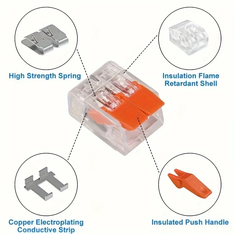 30 Pcs Orange Combination Cable Connector 1 In And Out Fast Cable Electrical Clamp Kit Connector Terminal image 3