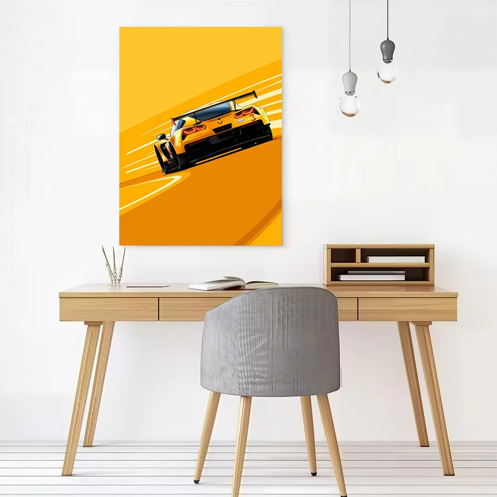 Corvette C7 R Race Car Printed Canvas Poster Personalized High Quality Wall Art Paintings for Decor Room Wand Deko Painting Home