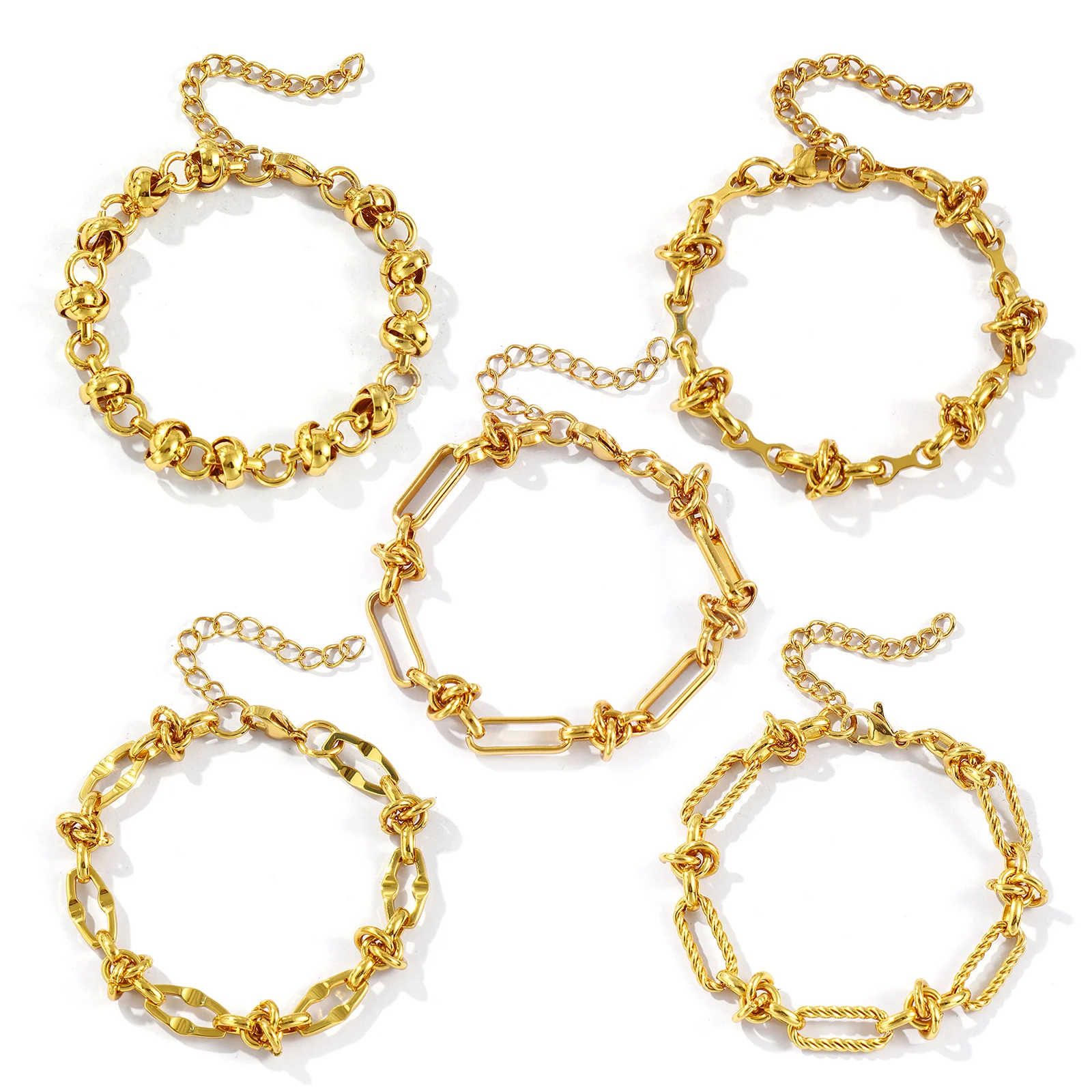 1 PC 2026 Nova Chegada Pulseira Estilosa Banho de Ouro 18K em Aço Inoxidável 304 Pulseiras de Corrente Feitas à Mão para Mulheres Presente 17cm de comprimento