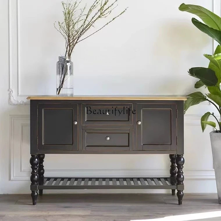 

02*European French country pastoral style solid wood mix and match restaurant side locker