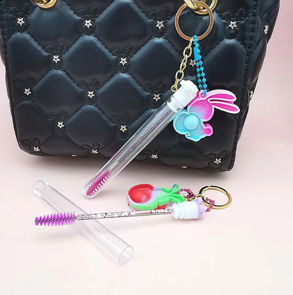 10Pcs 부활절 bunyEyelash 브러시 튜브 속눈썹 완드와 재사용 가능한 속눈썹 브러시 눈썹 브러시 교체 가능한 방진 브러시 만화