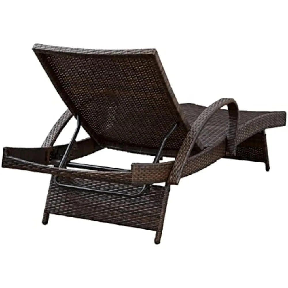 Outdoor Kantana 2-delige terrasrieten chaise longueset, bruin