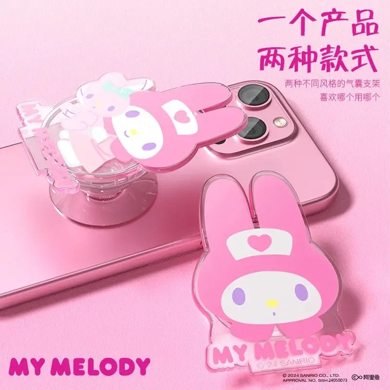 

Sanrio Kuromi My Melody Mobile Phone Stand Hello Kitty Cinnamoroll Back Stick Airbag Cartoon Cute Multi-Functional Ring Buckle