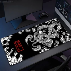 Alfombrilla de ratón Dragon en blanco y negro, tapete para ordenador portátil, teclado de Anime japonés para juegos, alfombrilla de goma para mesa, alfombrilla para ratón, alfombra para Pc