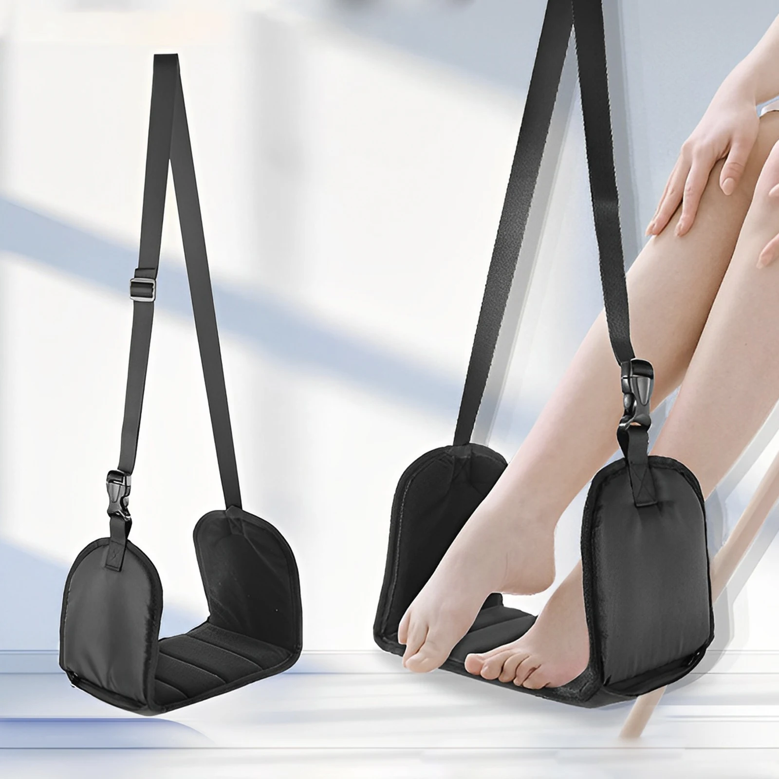 1/3Pcs Airplane Foot Hammock 420D Oxford Cloth Adjustable Aeroplane Footrest with Storage Bag Travel Plane Hanging Foot Hammock
