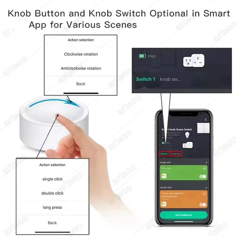 Tuya ZigBee Smart Knob Switch Wireless Scene Switch Button Remote Dimmer Battery Powered Automation Scenario For Smart Life APP