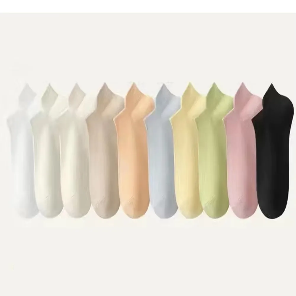 10 Pair/Lot Solid Color Shallow Mouth Socks Women Fashion Short Spring Summer Socks Set Female  Low Cut Breathable Cool Socks