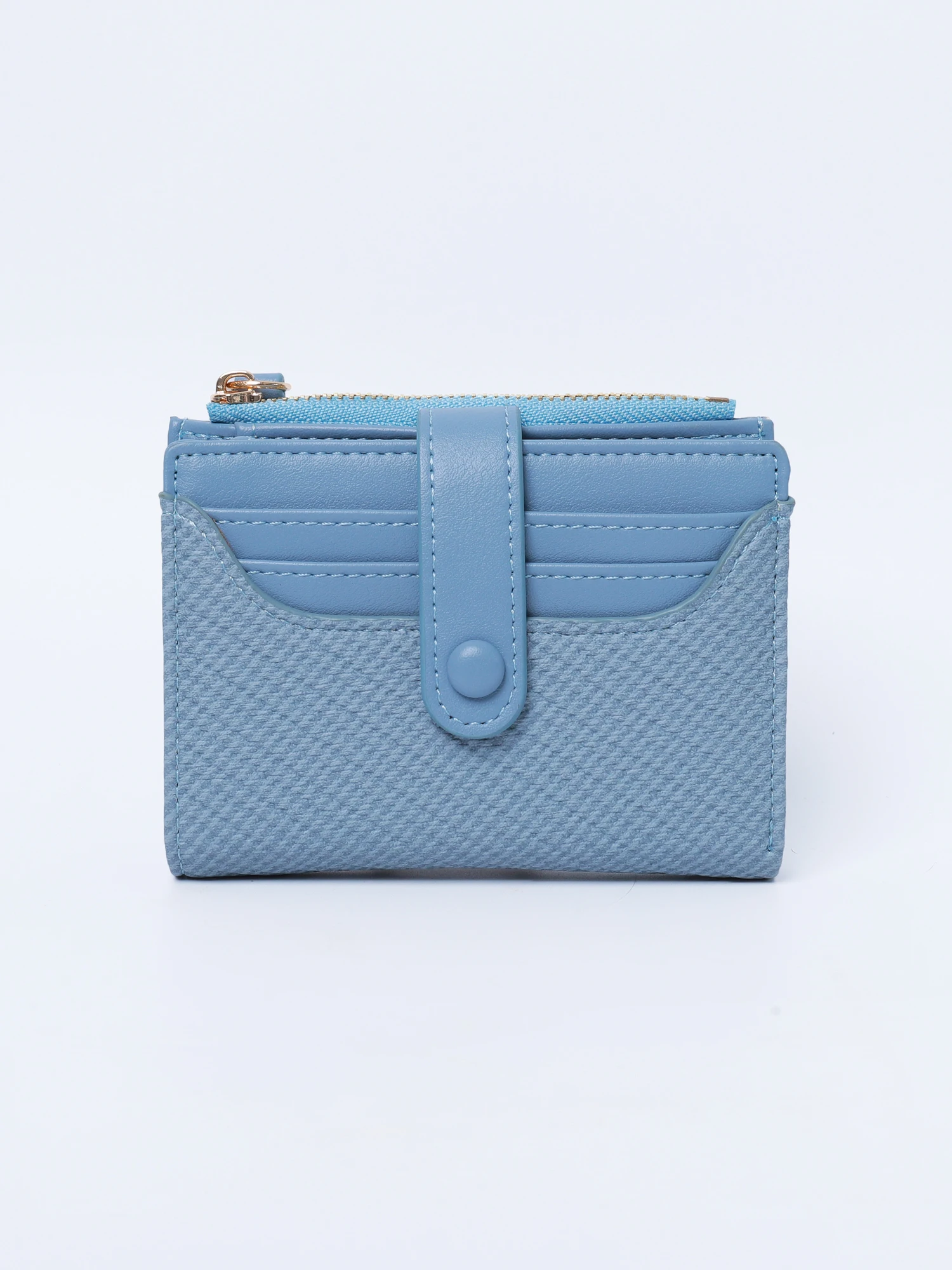 Stilvolle Mini-Damenbrieftasche / hochwertiges zweifach faltbares Kreditkartenetui aus PU-Leder, minimalistische, einfarbige, tragbare Geldbörse mit Reißverschluss