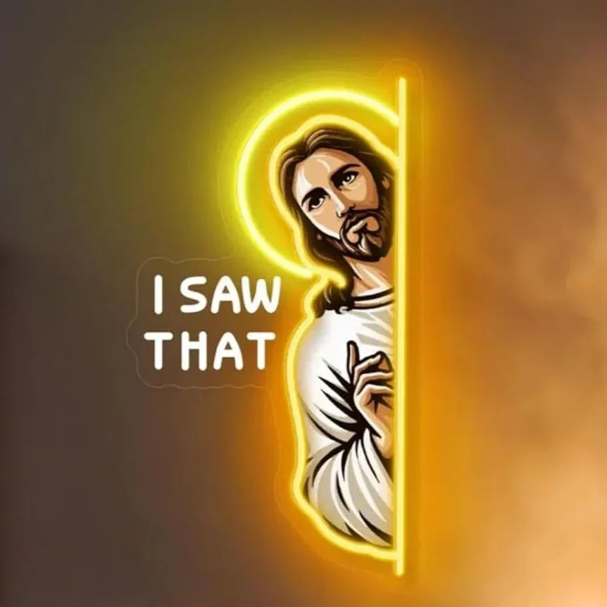 

Jesus LED Neon Sign I Saw That Neon Light for Faith Bedroom Bar Restaurant Party Hotel Christian Religious Decor USB Dimmable