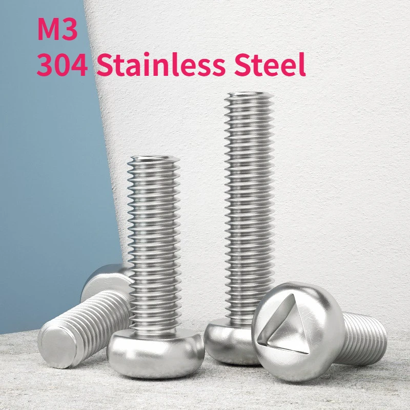 50pcs M3 A2-70 304 Stainless Steel Triangle Slotted Round Pan Head Security Anti Theft Bolt Screw