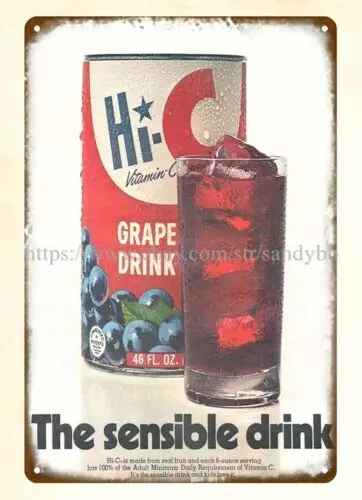 1970 Hi-C Grape Drink metal tin sign modern reproduction art wall hanging