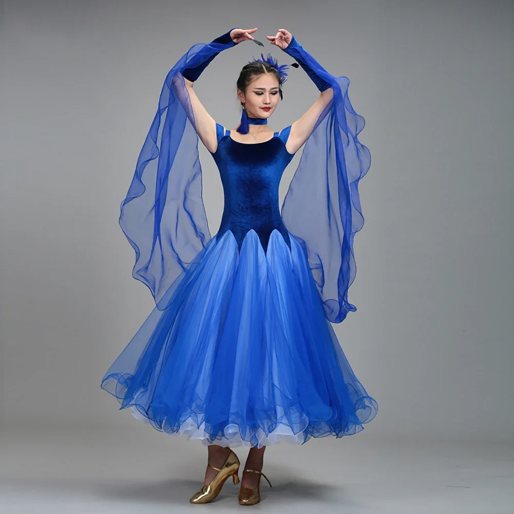 Ballroom Dance Costumes Practice Dance Velvet Dress Sleeveless Modern Waltz Tango Ballroom Dance Costumes Women's Flamenco Skirt