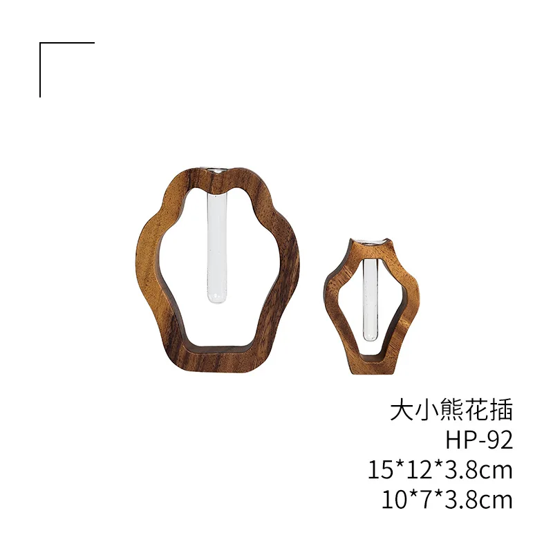 2pcs  American walnut bear flower insert home decoration living room dining table solid wood jewelry flower arrangement device