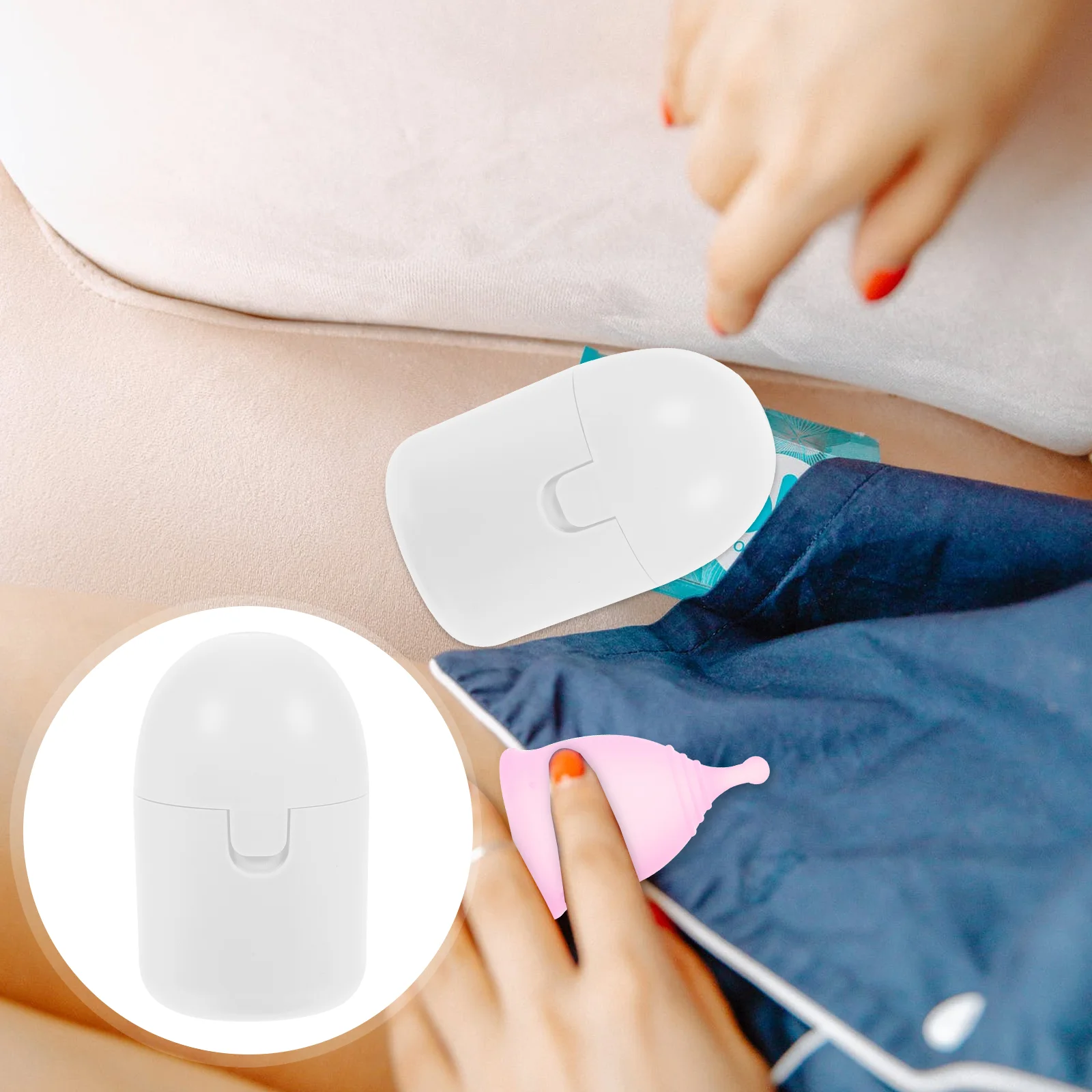 2 Pcs Menstrual Cup Storage Box Tool Holder Personal Item Cleaner White Items Period Miss