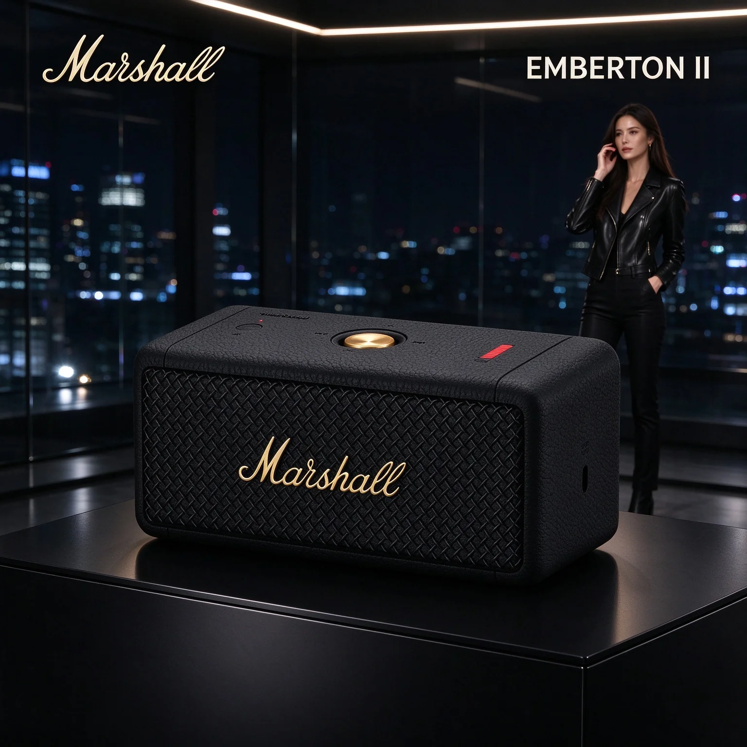 Marshall Emberton II Camping Ready Speaker, IP67 Dust & Waterproof, 30+ Hrs Battery Life, Bluetooth 5.1 & Stack Function